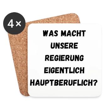 Was macht unsere Regierung - Untersetzer (4er-Set) - Weiß - Vorne