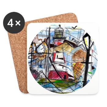 Smeaton's tower - Plymouth England - Coasters (set of 4) - white - Front