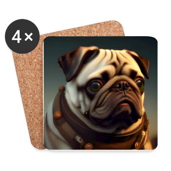 Mops - Untersetzer (4er-Set) - Weiß - Vorne