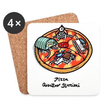 Pizza - Untersetzer (4er-Set) - Weiß - Vorne