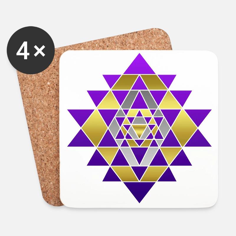 Sri Yantra Transformation - Untersetzer (4er-Set) - Weiß