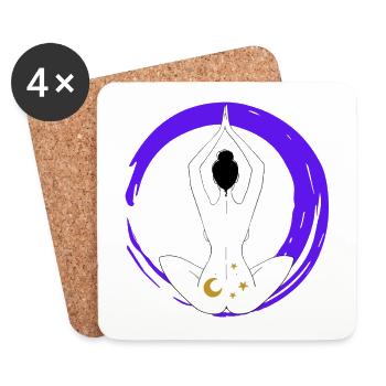 Zen Spiritual Silhouette Purple - Coasters (set of 4) - white - Front