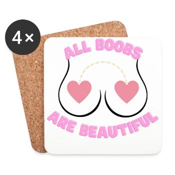 All Boobs are Beautiful - Untersetzer (4er-Set) - Weiß - Vorne