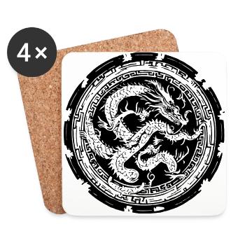 fernöstliches Drachen Emblem - Untersetzer (4er-Set) - Weiß - Vorne