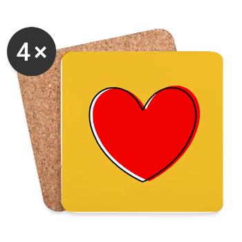Saint-Valentin cœur rouge, st.valentin - Dessous de verre (lot de 4) - blanc - Devant