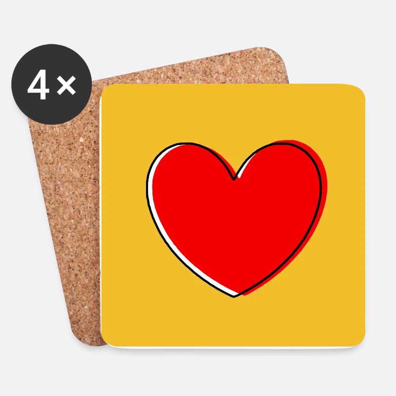 Valentinstag Rotes Herz, Valentinstag - Untersetzer (4er-Set) - Weiß