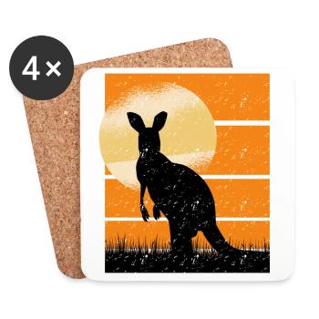 Cangaroo in Sunset retro - Coasters (set of 4) - white - Front