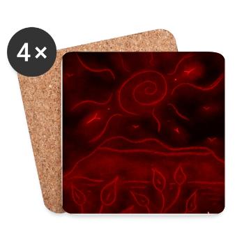 PAYSAGE NOCTURNE ROUGE - Dessous de verre (lot de 4) - blanc - Devant