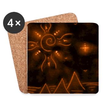 SUN AND ORANGE PYRAMIDS - Coasters (set of 4) - white - Front