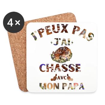 j peux pas j ai chasse avec mon papa - Dessous de verre (lot de 4) - blanc - Devant