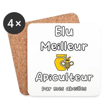 Élu meilleur apiculteur - Dessous de verre (lot de 4) - blanc - Devant