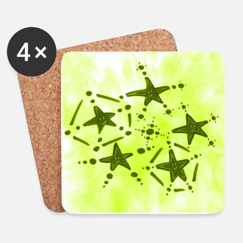5 STERNE LÄCHELN GELB - Untersetzer (4er-Set) - Weiß