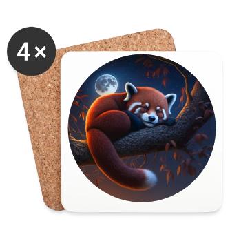 Petit panda - Dessous de verre (lot de 4) - blanc - Devant