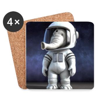 Astronauten-Elefant: Einzigartiges Design - Untersetzer (4er-Set) - Weiß - Vorne