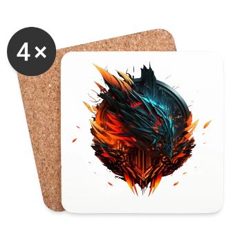 Fire Cyber-Logo - Untersetzer (4er-Set) - Weiß - Vorne