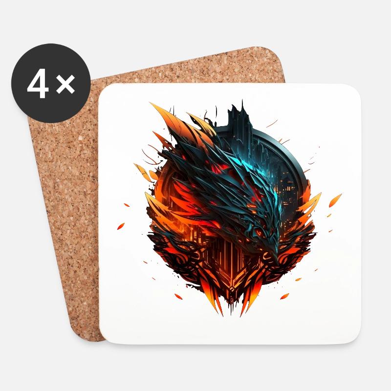 Fire Cyber-Logo - Untersetzer (4er-Set) - Weiß