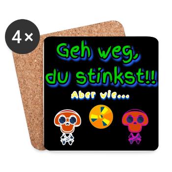 Geh weg, du stinkst!! Aber wie... (Zwei) - Untersetzer (4er-Set) - Weiß - Vorne
