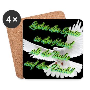 Die Taube (auf dem Dach) - Untersetzer (4er-Set) - Weiß - Vorne