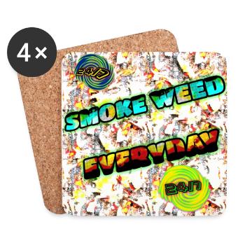 Smoke hashish every day - WeedPicture_1 - 2023 - Coasters (set of 4) - white - Front