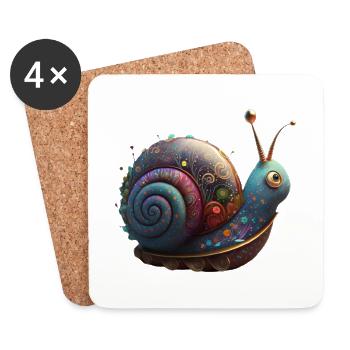 Escargot aux couleurs vives - Dessous de verre (lot de 4) - blanc - Devant
