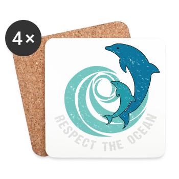 RESPECT THE OCEAN - Coasters (set of 4) - white - Front