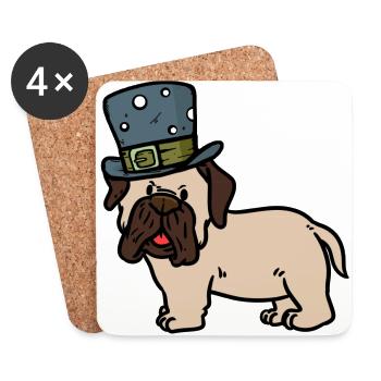 Gift Idea Dog Owner Pug Hat Mister Sir - Coasters (set of 4) - white - Front