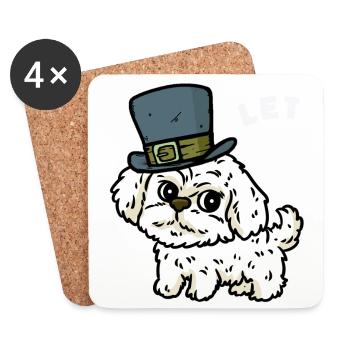 Hat Hut Dog Owner Animaux de compagnie Enfants plus petits - Dessous de verre (lot de 4) - blanc - Devant
