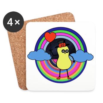 Peanut Dream Nut Kids Good Night Rainbow - Coasters (set of 4) - white - Front