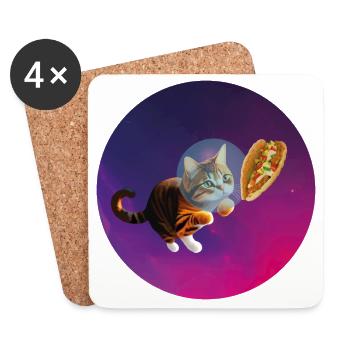 Lustige Süße Freche Katze Bengal Main Coon Space - Untersetzer (4er-Set) - Weiß - Vorne