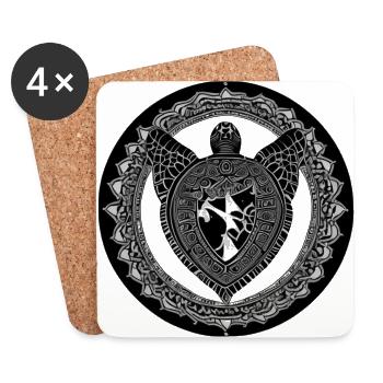 Schildkröte in Herzform Mandala - Untersetzer (4er-Set) - Weiß - Vorne