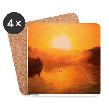 Burning Lake NFT (New Fabulous T-Shirts) - Untersetzer (4er-Set) - Weiß - Vorne