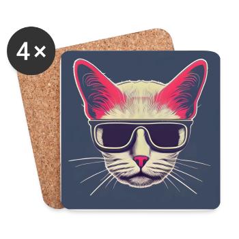 Cool cat with sunglasses - Coasters (set of 4) - white - Front