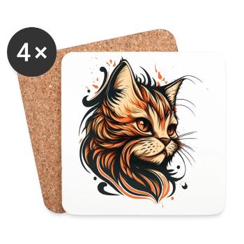 Süße Katze Cat für Mädchen Frauen - Untersetzer (4er-Set) - Weiß - Vorne