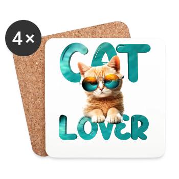 Cat lover - Coasters (set of 4) - white - Front