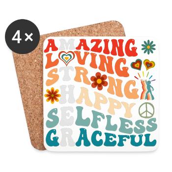 Amazing MOTHER - Fête des mères - Mother's day - Dessous de verre (lot de 4) - blanc - Devant