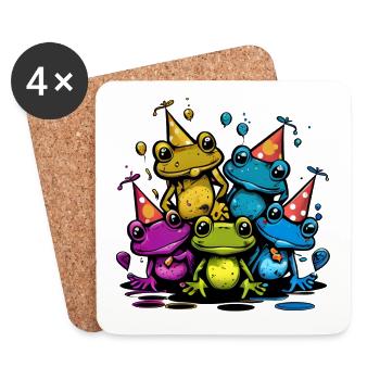 Cool colorful frog motif - frog party - Coasters (set of 4) - white - Front