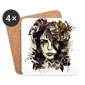Wunderschöne Pflanzen Lady als Ink Skizze - Untersetzer (4er-Set) - Weiß - Vorne