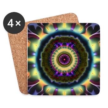 Mandelbrot Mandala en 3D - Dessous de verre (lot de 4) - blanc - Devant