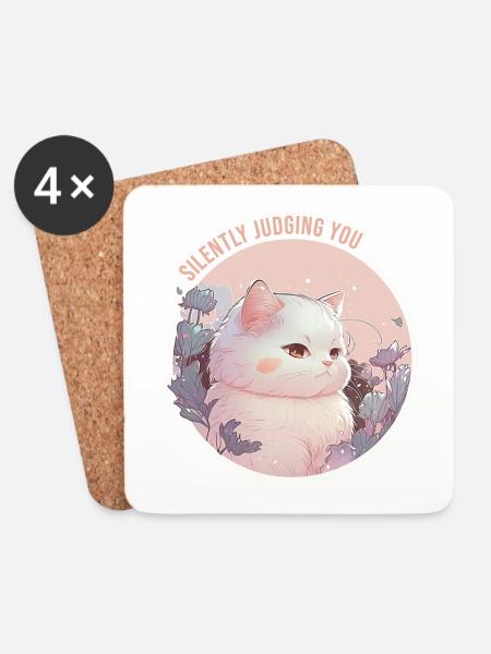 Puff is silently judging you - Coasters (set of 4) - white