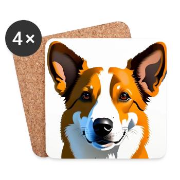 Realistic drawing of light brown dog - Coasters (set of 4) - white - Front