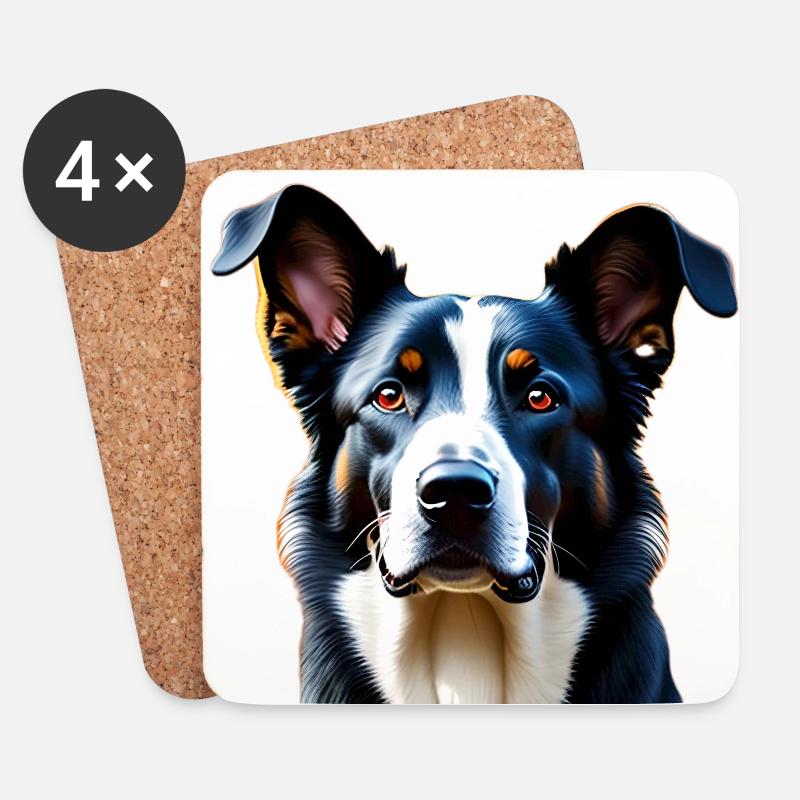 Dreifarbiger Hund - Untersetzer (4er-Set) - Weiß
