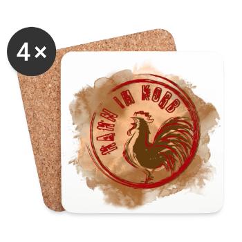 Rooster in the basket - Coasters (set of 4) - white - Front