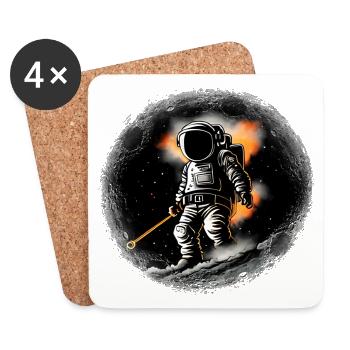 Astronaute sur la planète - Dessous de verre (lot de 4) - blanc - Devant