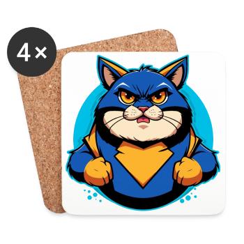 Superheld Katze - Untersetzer (4er-Set) - Weiß - Vorne