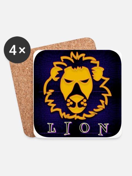 LION (Löwe) - Untersetzer (4er-Set) - Weiß