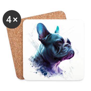 Frenchie Französische Bulldogge Abstrakte Malerei Farbe - Untersetzer (4er-Set) - Weiß - Vorne