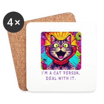 Les amoureux des chats unissent - j’en suis fier! - Dessous de verre (lot de 4) - blanc - Devant