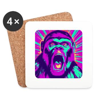 Explore the Abstract Monkey World - Coasters (set of 4) - white - Front