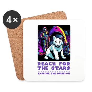 Cosmic Cat Power - Découvrez les étoiles - Dessous de verre (lot de 4) - blanc - Devant