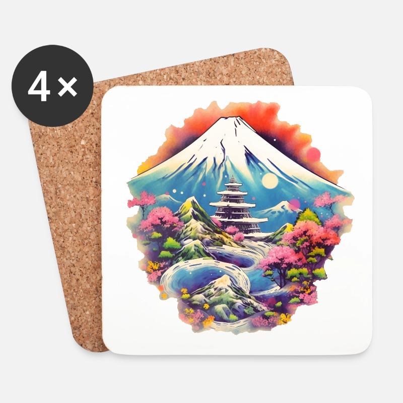 Mount Fuji - Coasters (set of 4) - white